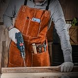 LeaSeek Leather Welding Apron Heat Resistant Flame Retardant Heavy Duty BBQ Bib view 5
