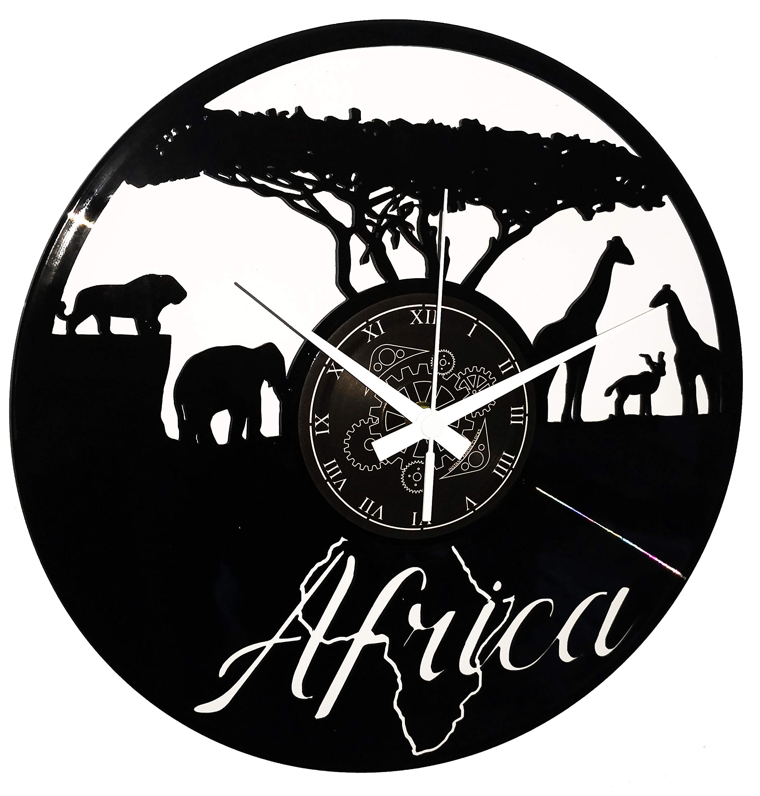 Instant Karma Clocks | Africa Wall Clock – Silent No-Ticking – Perfect for Bedroom, Office, Studio, Kitchen, Living Room | Modern Design Unique Decoration