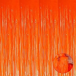 HalloweenDecorate 4 Pack Orange Foil Fringe Curtain