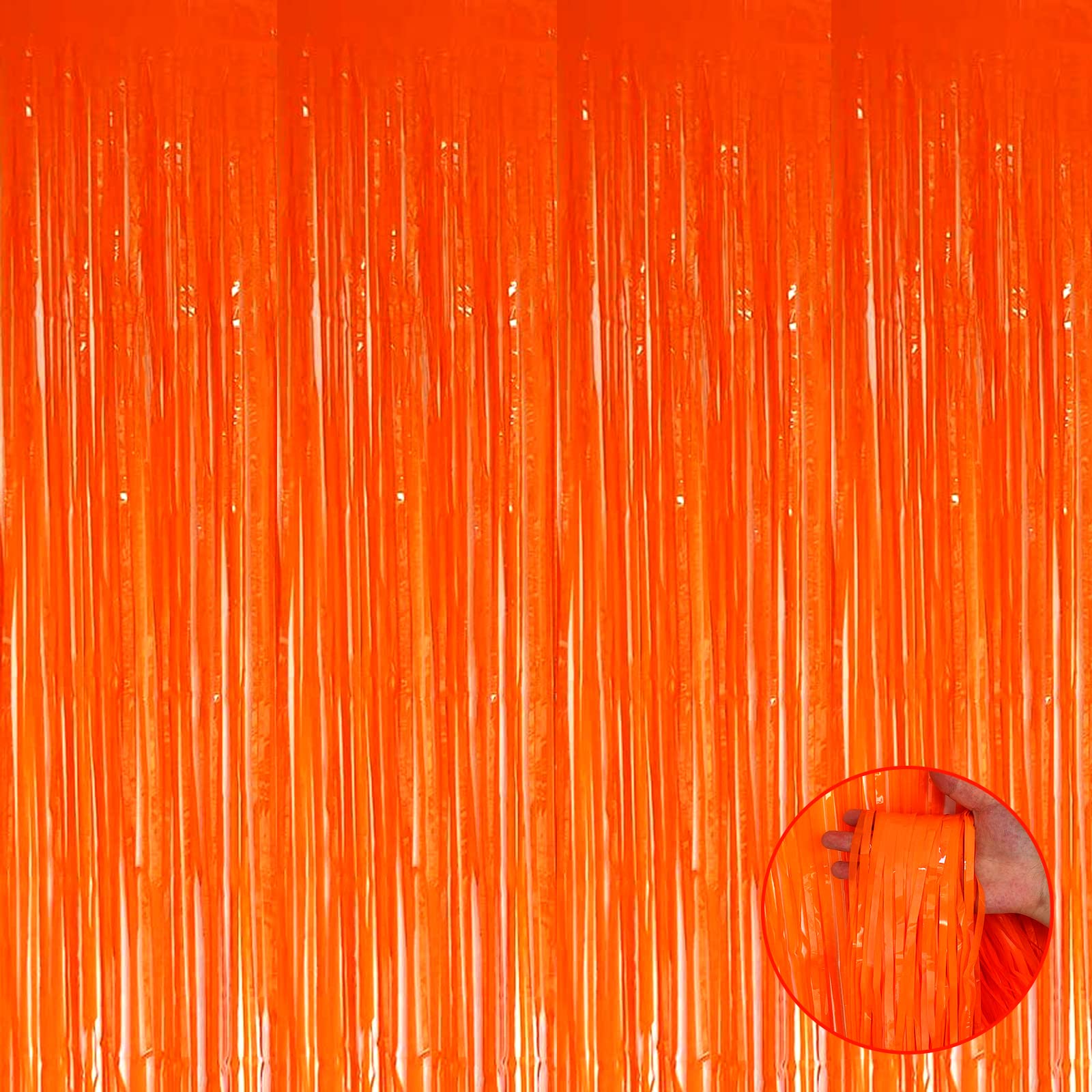 HalloweenDecorate 4 Pack Orange Foil Fringe Curtain