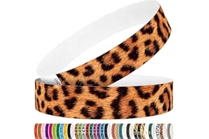 WM infinite Tyvek Wristbands for Events, Leopard Print Colorful Creative Design 3/4" Paper Wristbands 250 Pack for Party, Grouped, Team Building and Identification (Leopard)