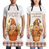 Bribay 2 Pack Aprons Fall Farmhouse Adjustable Bib with 2 Pockets Apron for Women Men Chef Home Kitchen Party