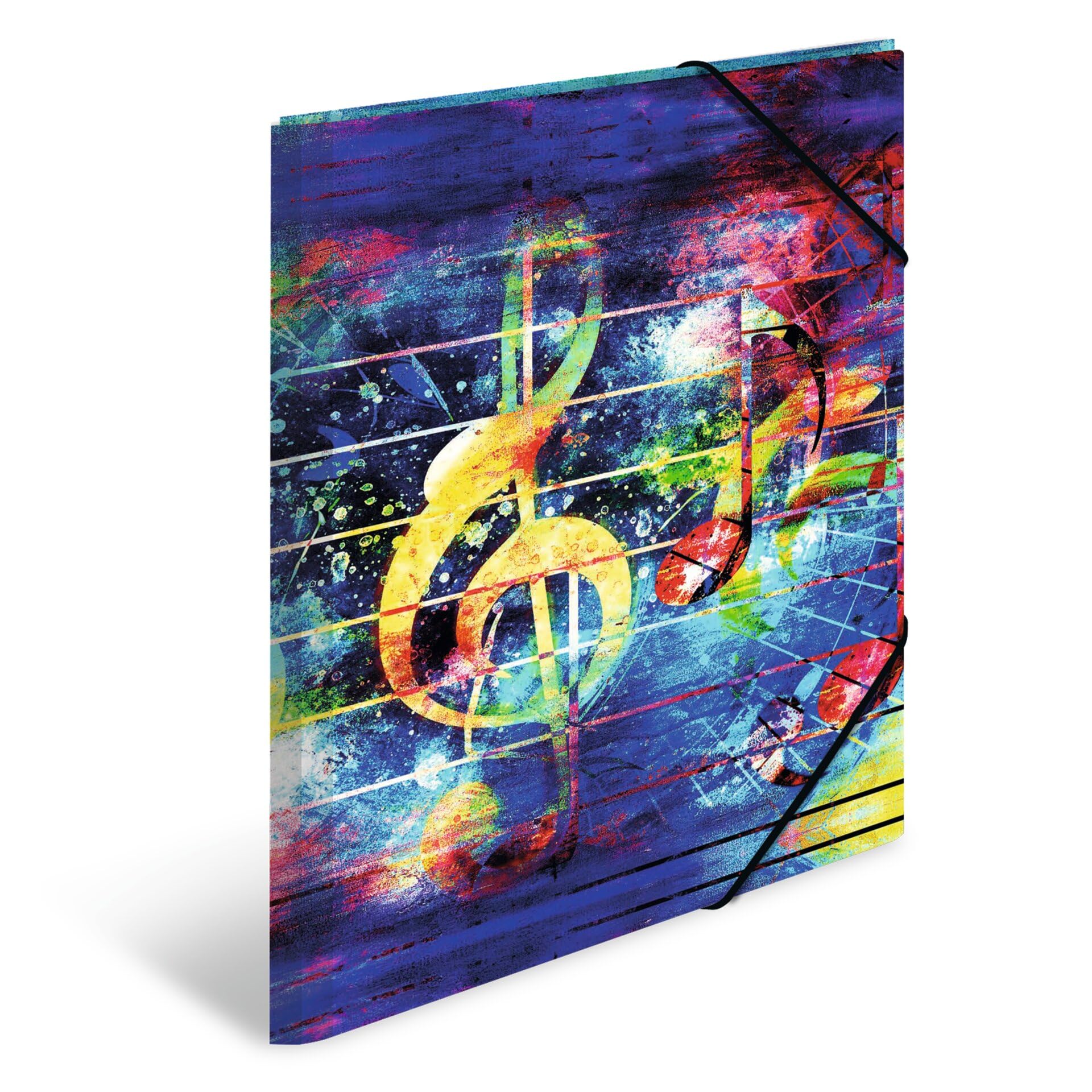HERMA A3 Music Portfolio Folder, Children's Plastic Corner Folder with Art Motif, Elastic Band, Inner Flaps and Inner Print for Boys and Girls