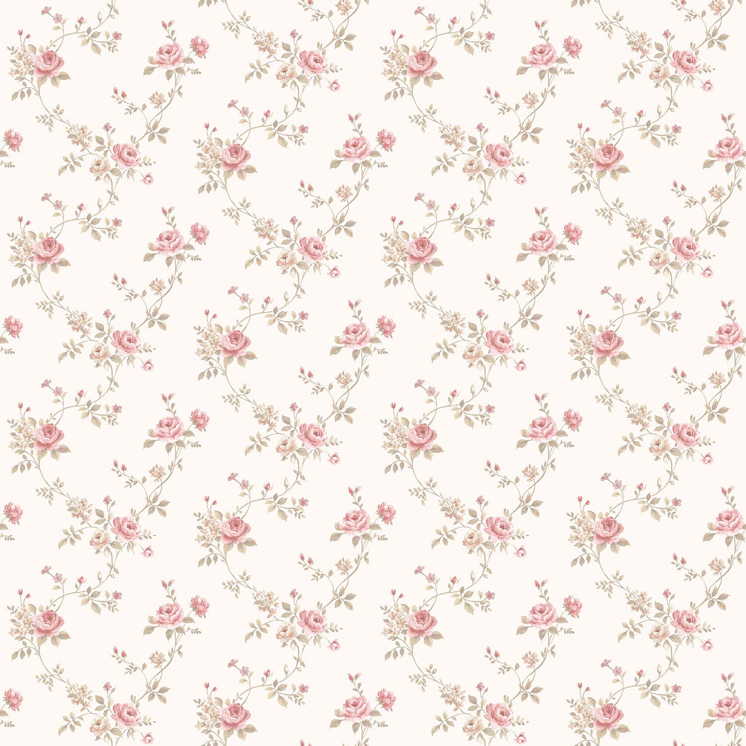 Galerie G67897 Miniatures 2 Rose Trail Design Wallpaper, Dark Pink/White, 10m x 53cm