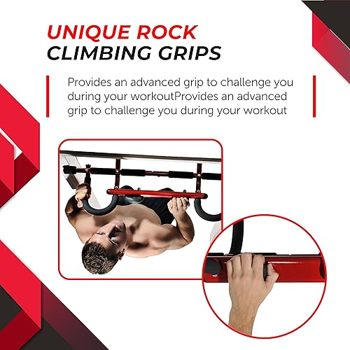 Stamina X Boulder Doorway Trainer Pull Up Bar for Doorway Grip Strength  for Doorway with Smart Workout App