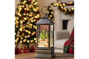 XPSCOCO Christmas Snow Globe Water Lantern with Snowman Family Sledding Scene Battery Operated or USB Powered Musical Lighted Holiday Decoration for Tabletop Display for Family and Friends