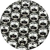 YHYPOCI 50pcs Silver Plated Round Beads for Craft 18mm Smooth Round Ball Spacer Beads for Jewelry Making DIY Necklaces Bracelets Earrings Decoration