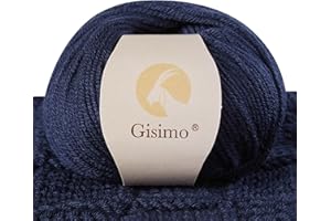 Gisimo 100% Merino Wool Yarn, 6-Ply Luxurious and Soft Yarn for Hand Knitting & Crocheting, 1.76 OZ/50g, 127 yds/116 Meters (Navy Blue, 1 Ball)