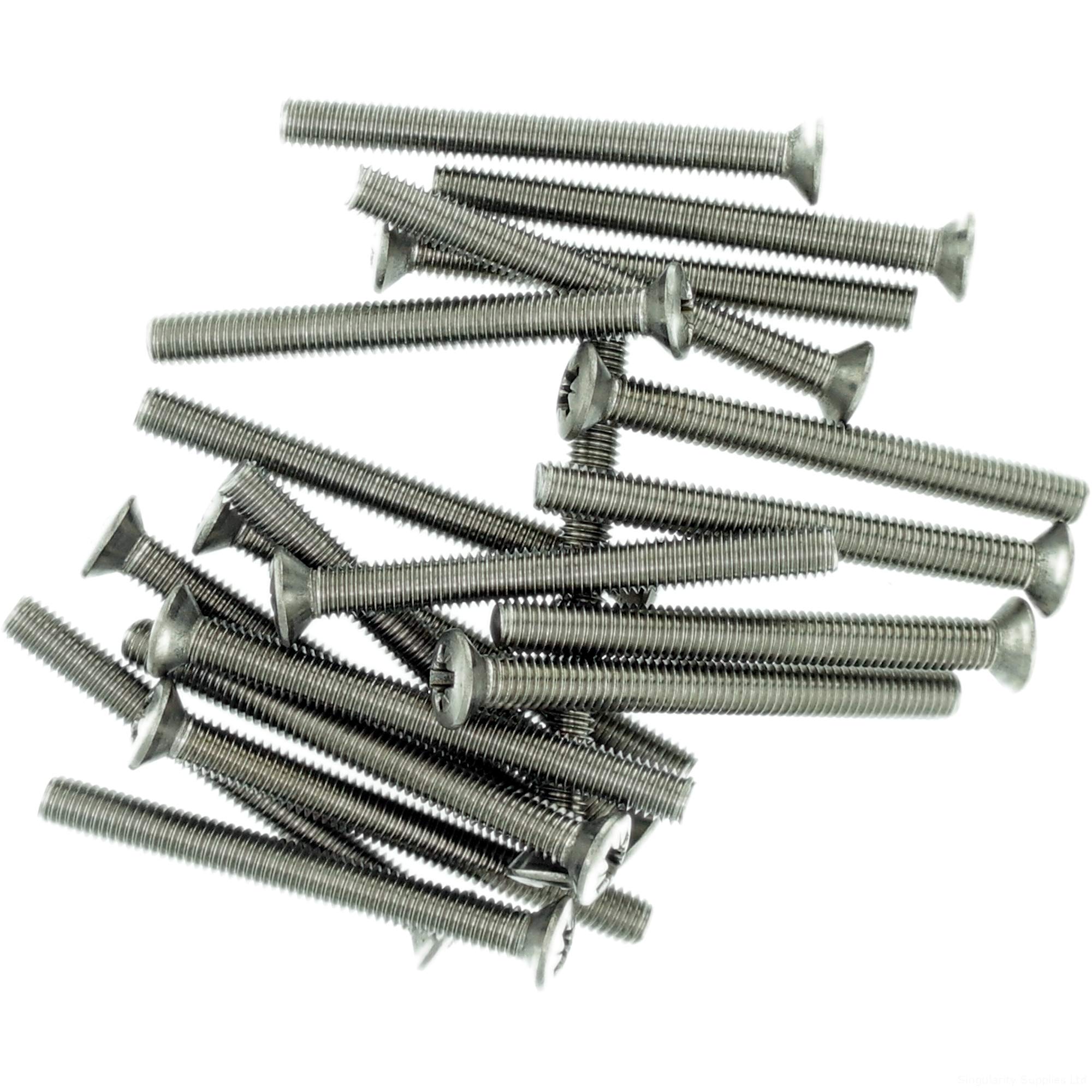 M5 (5mm x 10mm) Pozi Raised Countersunk Machine Screw (Bolt) - Stainless Steel (A2) (Pack of 20)