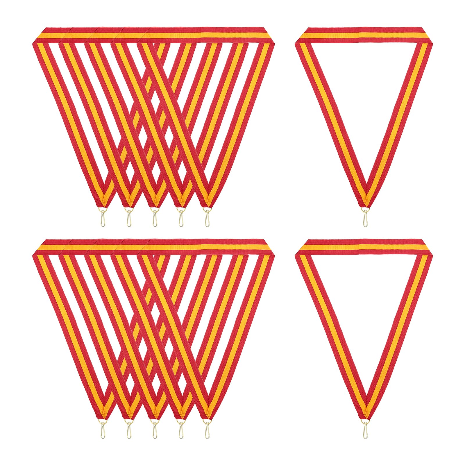 PATIKIL Award Neck Ribbons with Snap Clips, 12 Pcs Polyester Striped Medal Lanyards Ribbon for Competitions Sports Meetings Sports Party, Red Yellow