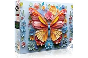 R RUCKERCO 1000 Piece Puzzle for Adults Butterfly Noctilucous Jigsaw Puzzles - Challenging 3D Puzzles Stunning Flower Art Wall Decor, Gift for Adult Puzzle Lovers (27.5x19.6 Inch)