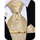 YourTies Silk Ties for Men Paisley Floral Striped Necktie and Pocket Square Cufflinks Tie Clip Set 4PC