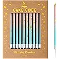 Bella Meri Long Thin Birthday Candles - Pink Blue Gold Tapered Cake Candles For Weddings & Parties