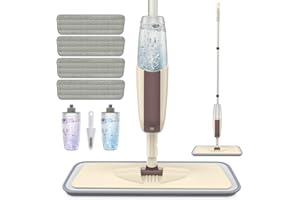 Spray Mop for Floor Cleaning, HOMTOYOU Floor Mop Dry Wet Spray Mop with 2 Refillable Bottle and 4 Washable Microfiber Pads for Home Kitchen Hardwood Laminate Wood Vinyl Ceramic Tiles Wooden Floor