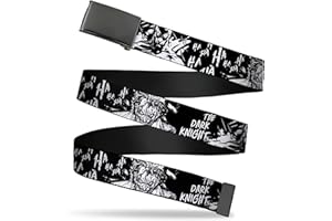 Buckle-Down DC Comics Belt, Flip Web Belt Batman The Dark Knight and Joker Smiling Close Up Black, Adjustable