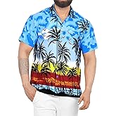 LA LEELA Men's Hawaiian Shirts Short Sleeve Button Down Shirt Mens Casual Shirts Vacation Tropical Shirts for Men Funny