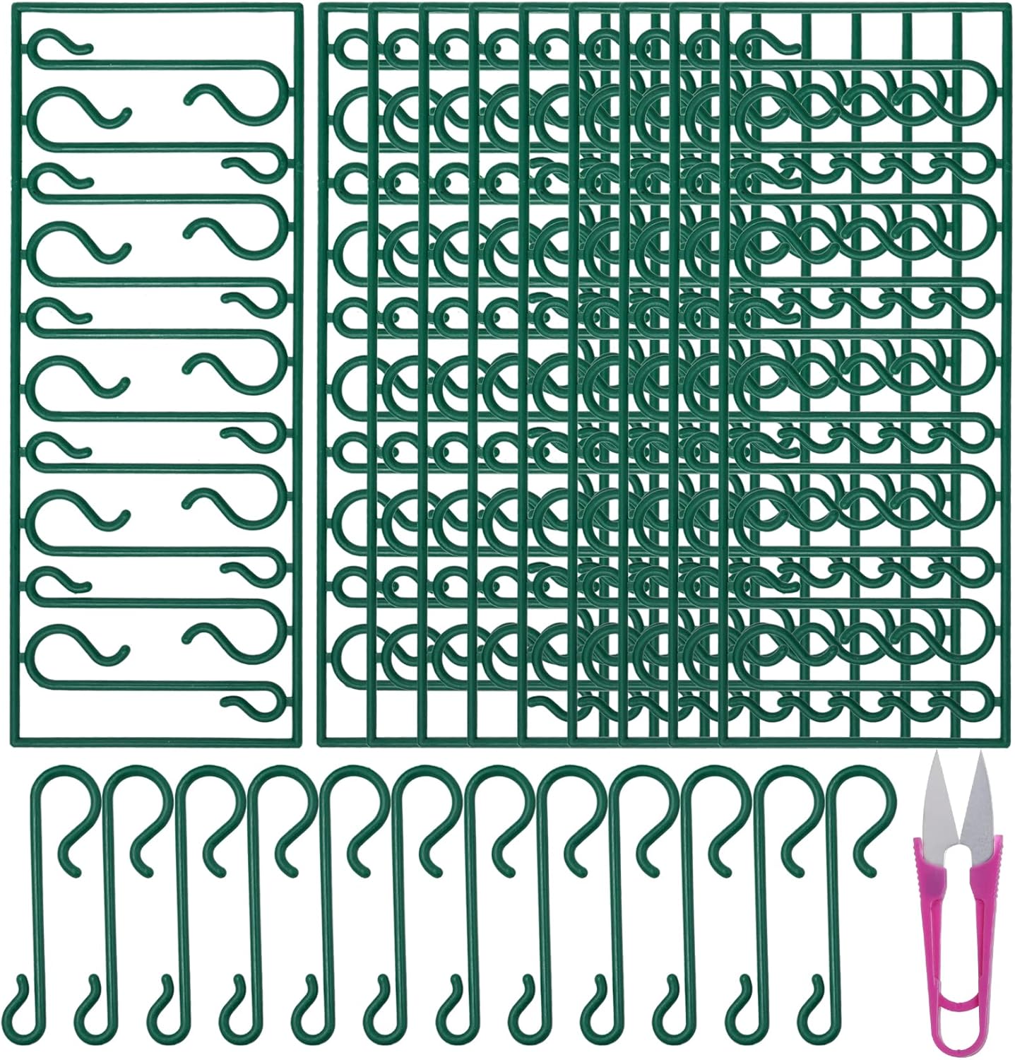 Ornament Hooks - Yookat 500 Pieces Plastic Christmas Ornament Hooks Christmas Tree Ornament Hangers Christmas Tree Hooks Christmas Decoration Hooks with Scissors for Christmas Tree Decoration