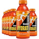 Grab1 Fruit Punch Hydrate Electrolyte Sports Drink, 16.9 fl oz (12 Pack) Essential Electrolytes | Thirst-Quenching Hydration