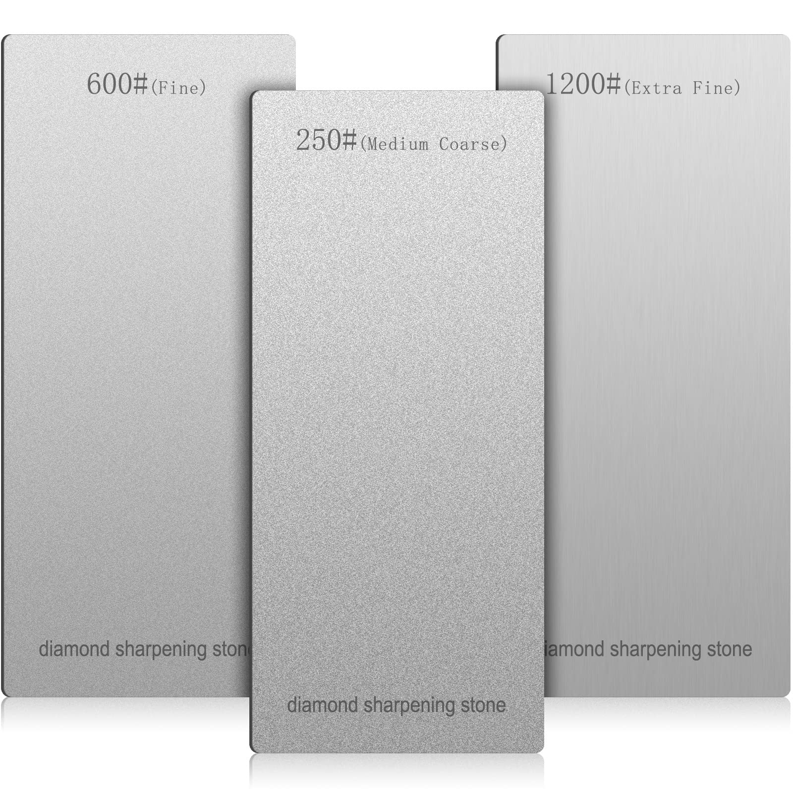 Photo 1 of 3 Pieces Diamond Sharpening Stone Diamond Knife Sharpener Plate Honing Whetstone for Kitchen Sharpening Dull, Blunt or Tired Edges (250/600/ 1200 Grit)