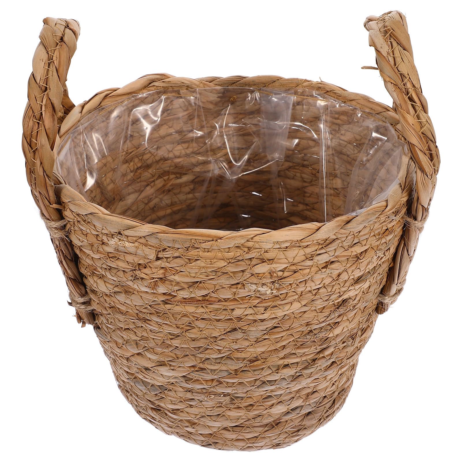Yardwe Woven Flower Basket Straw Weaving Basket Plant Flower Pots Cover Garden Plant Containers Wicker Rattan Vase Storage Bins Box Container Sundries Organizer 16CM
