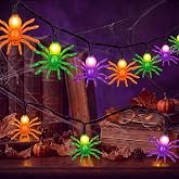 Halloween Spider String Lights Outdoor, 8.5FT 10 LED Spider Lights Plug in | Hanging Halloween Decorations Lights Waterproof UL Listed for Outdoor Party Stair House Garden Yard Window Decor, Black Wire