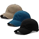 3 Pack Washed Plain Vintage Baseball Cap Cotton Adjustable Twill Bulk Low Profile Classic Dad Hat for Men/Women