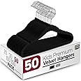 Utopia Home Kids Hangers Velvet Pack of 50-11 Inch Durable Baby Hangers for Closet - Perfect for Toddler Everyday Use (Black)
