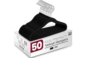Utopia Home Kids Hangers Velvet Pack of 50-11 Inch Durable Baby Hangers for Closet - Perfect for Toddler Everyday Use (Black)