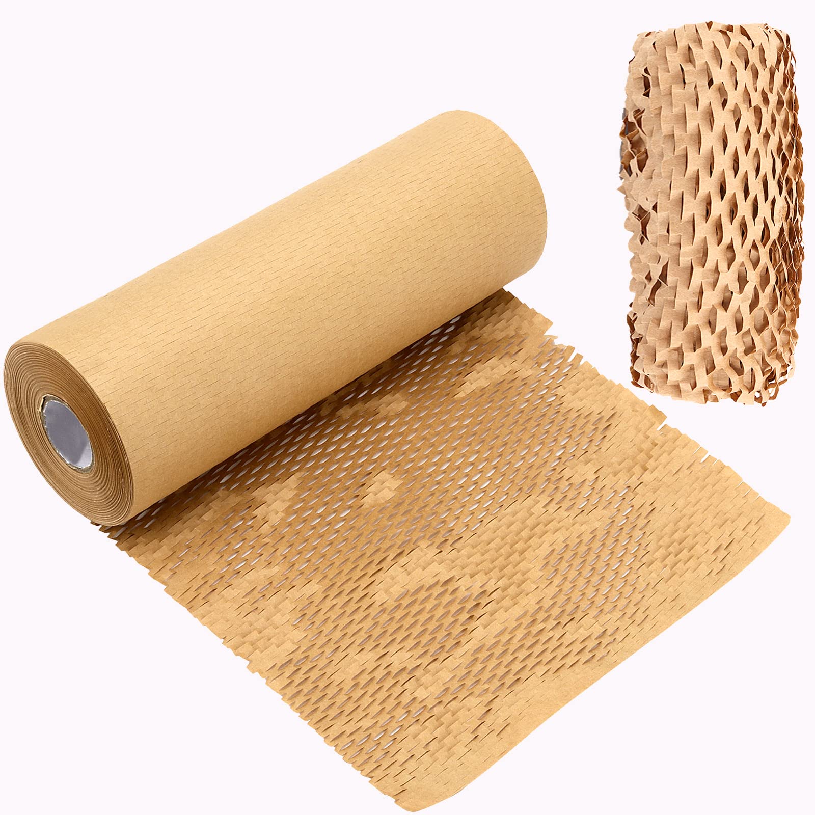 MANCHAP 30cm x 50m Honeycomb Packing Paper, 12 Inch x 164 Ft Honeycomb Wrap Roll, Protective Paper Cushioning Wrap Kraft Wrapping Roll for Packaging, Moving, Brown