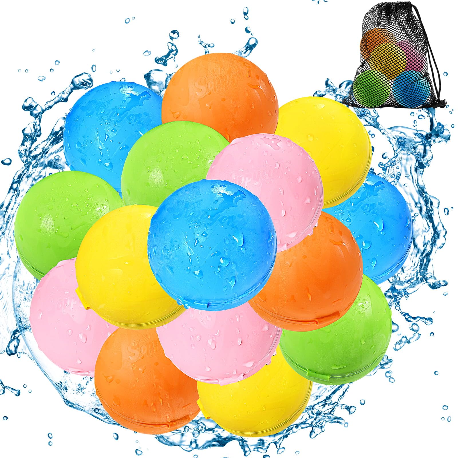 Wasserbomben Wiederverwendbar Selbstschließend: 15 Stück Wiederverwendbare Wasserballons Magnetisch - Outdoor Sommer Spielzeug ab 3-12 Jahre Mädchen Junge, Ostern Geschenke für Kinder ab 3 Jahre