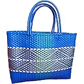 YY GEWETAO Handwoven Super Tote Bag for Women Recycled Plastic Shoulder Purse Summer Beach Bag, Pool Swimming Bag