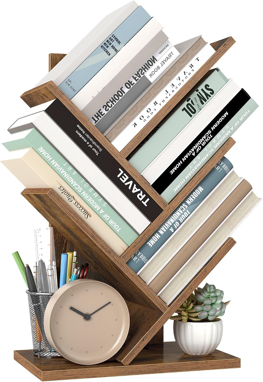 VASAGLE CUSTOS Tree Bookshelf Modern Floor Standing 17.2x30x51 cm Rustic Brown