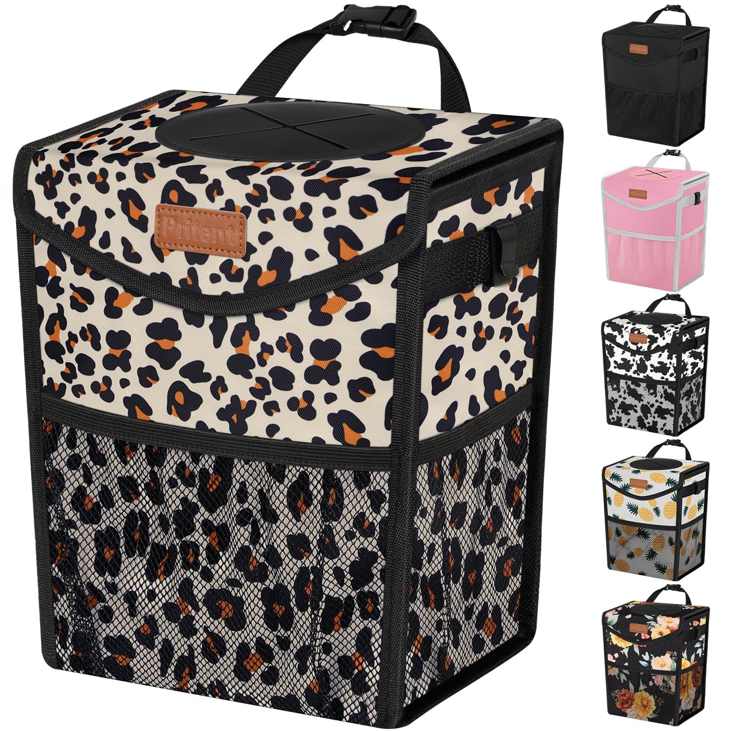 Pritent Car Trash Can with Lid, Cute Leakproof Car