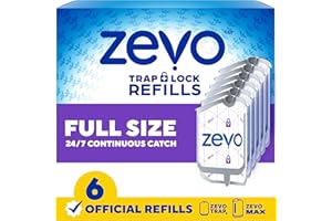 Zevo Flying Insect Trap Official Refill Cartridges - Fits Both Zevo Trap & MAX Indoor Fly Trap - Authentic Trap+Lock Technology to Catch Gnats, House & Fruit Flys (6 Official Refill Cartridges)