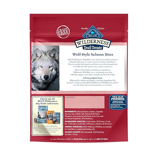 BLUE BUFFALO WILDERNESS TRAIL WILD BITES HIGH PROTEIN GRAIN FREE SOFT MOIST SALMON DOG TREATS