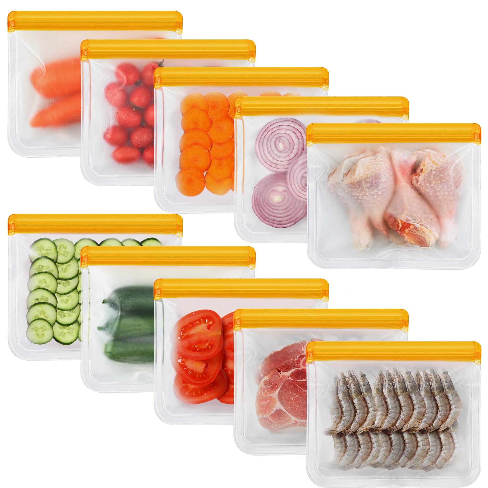 Photo 1 of 10 Pack Reusable Sandwich Bags, Reusable Silicone Bags Food Storage Bags, Freezer Bag Home Fridge Kitchen Organization and Storage Lunch Meal Prep Sandwich Containers