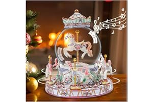 TECHYANG Christmas Carousel Horse Music Box - Color Changing Musical Snow Globes for Girls Mom Daughters Granddaughters Women Kids Baby Birthday Gifts Valentine's Day Gifts