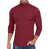 HiMONE Men Turtleneck Shirts Lightweight Long Sleeve Turtle Necks Ribbed Thermal Tops S-XXL