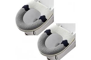 2 Pieces Thicker Bathroom Soft Toilet Seat Cover Pad with Handle Toilet Lid Cover Cushion Soft Thicker Washable Fits All Oval
