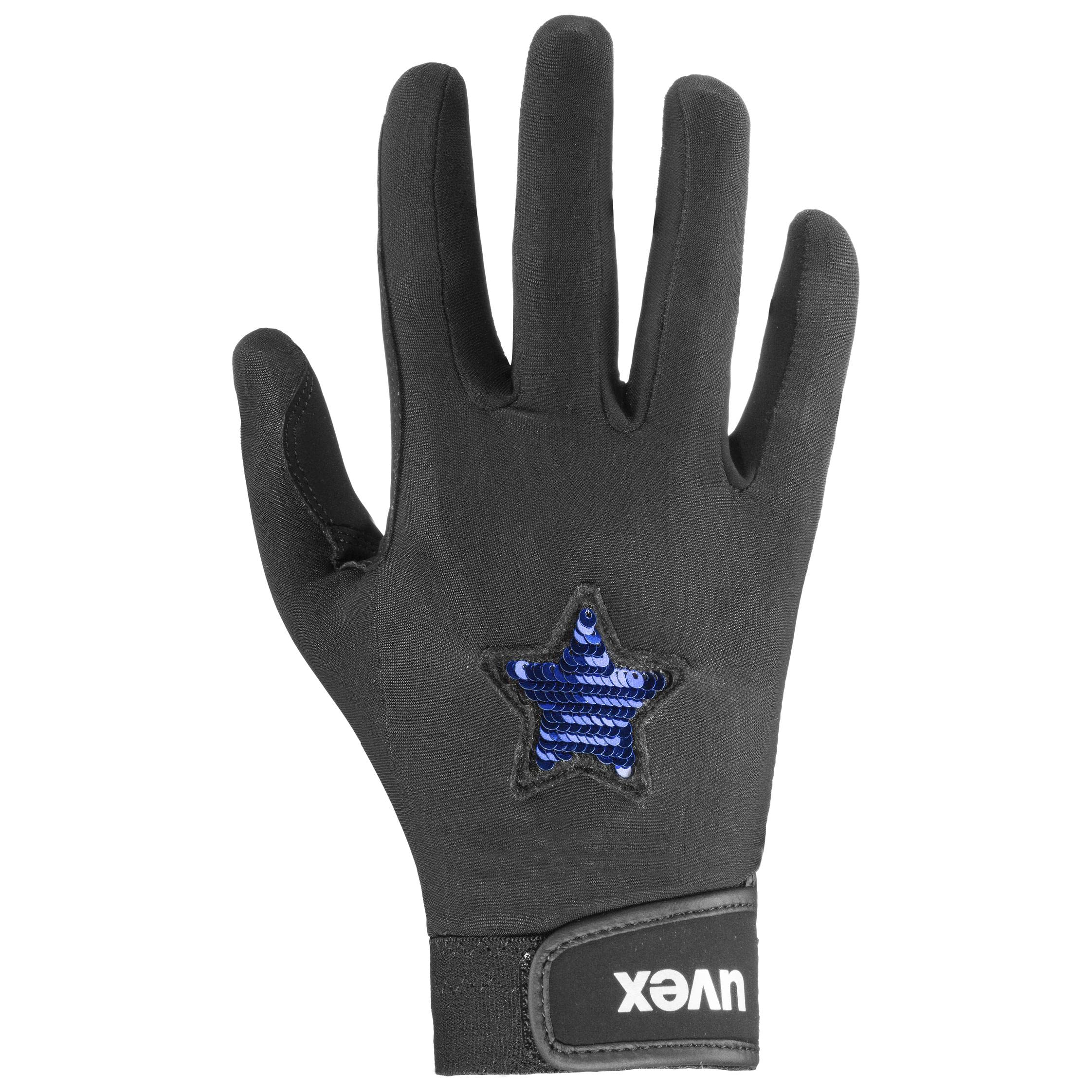uvex Glamstar - Flexible Riding Gloves for Kids - Durable - Excellent Grip - Black-Blue - 6