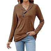 Romanstii Quarter Zip Sweatshirt for Women Fall Long Sleeve Cowl Neck Top 2025 Fashion Pullover with Pockets