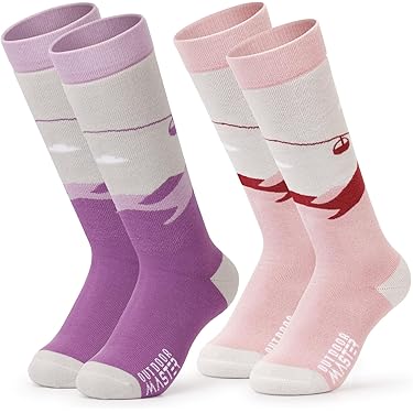 ARERWA Kids Ski Socks Thermal Knee High Premium- Soft, Durable, And Warm Snowboard Socks For Boys And Girls (3-12 Years) 2 Pairs, Dark Blue Light Gray, 7-12 Years - View #11