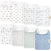 KeaBabies 8-Pack Organic Baby Bibs for Boys, Girls - Super Absorbent Cotton Drool Bibs for Baby Girl & Boy, Teething Toddler, Drooling Newborn, Ultra Soft & Machine Washable (Vessels)