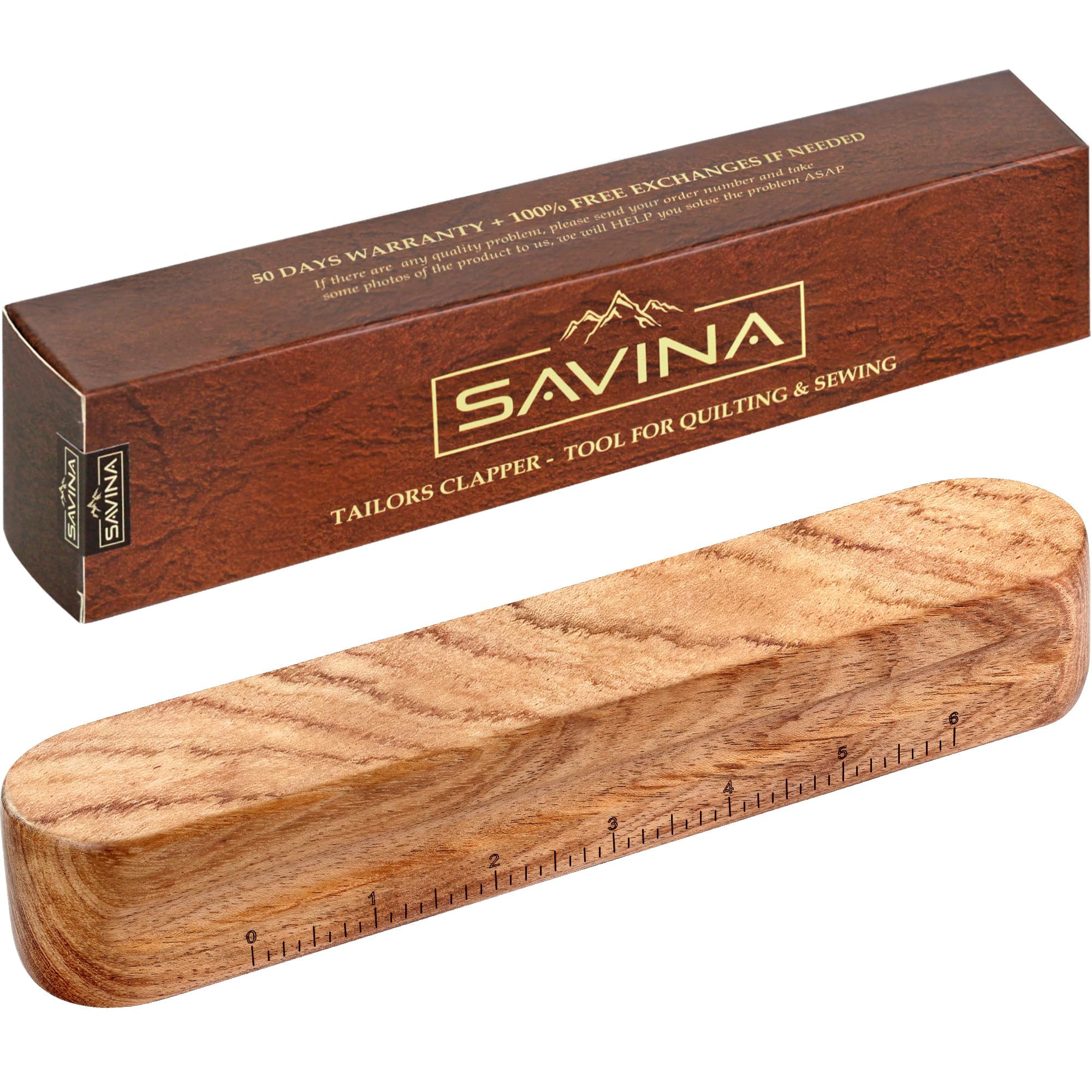 SAVINA Tailors Clapper for Quilting, Hard Wood Professional Multipurpose Durable for Seam Ironing, Flattening Tool. Great for Setting Fabric Folds, Accenting, Clothing Wrinkle Sewing.