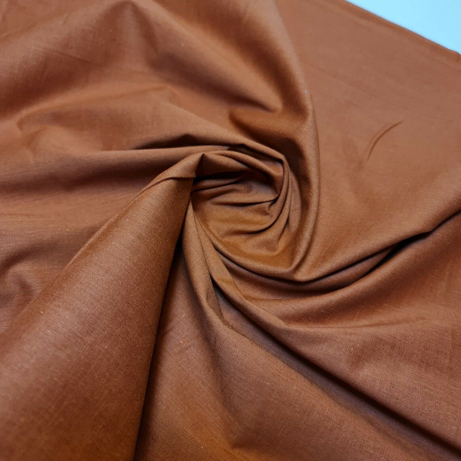 100% Cotton Fabric 112cm Wide Plain Cambric Poplin (Rust, 5 Meter)