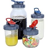 4 Pack of Flip Cap Mason Jar Lid with Leak-proof & Airtight Seal and Easy Pour Spout - WIDE MOUTH