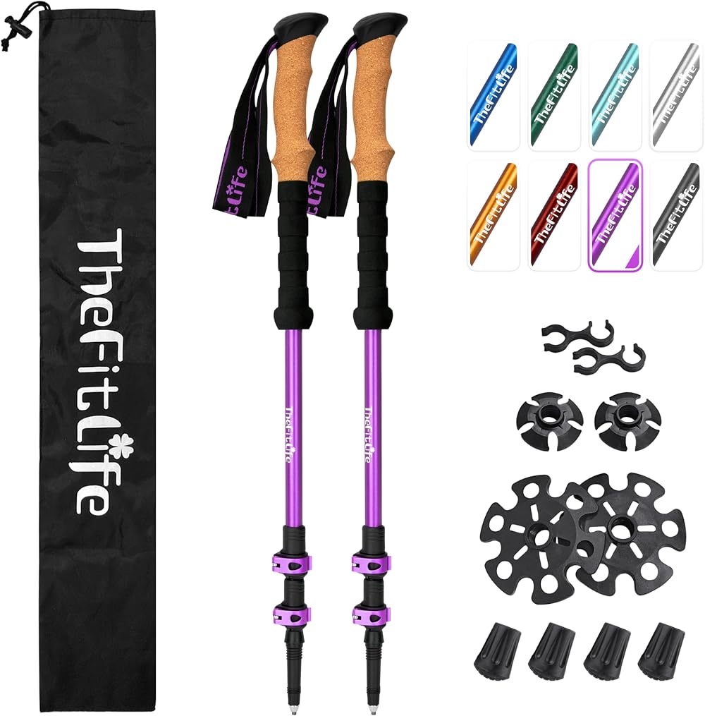TheFitLife Trekking Poles Lightweight 7075 Aluminum with Cork Grips