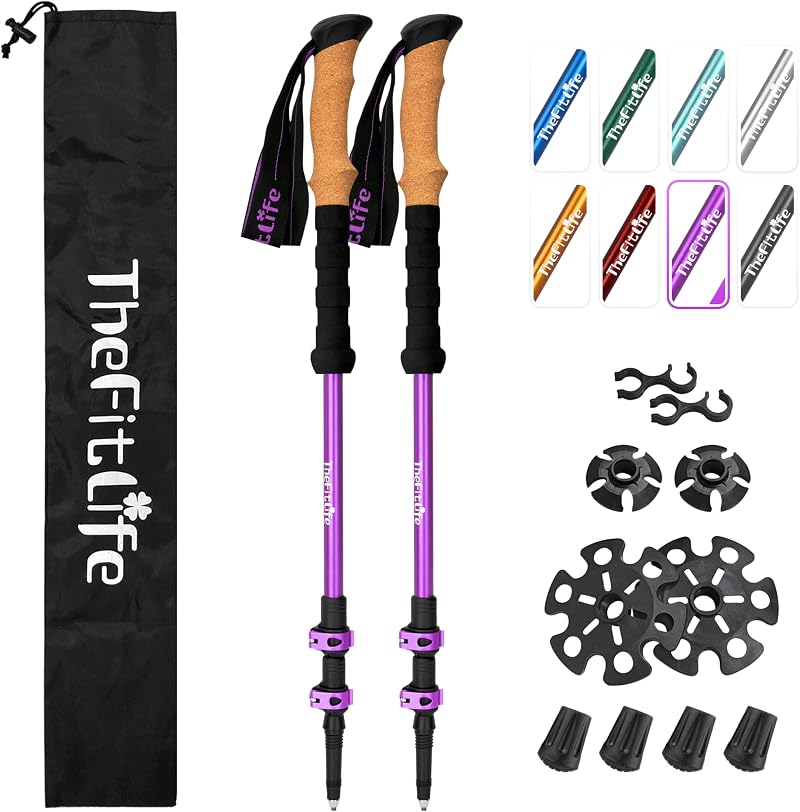 TheFitLife Trekking Poles Lightweight 7075 Aluminum with Cork Grips