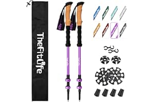 TheFitLife Trekking Poles - Lightweight 7075 Aluminum Hiking Sticks with Cork Grips, Adjustable Telescopic Design, Metal Flip Lock for Men & Women - Perfect for Hiking, Walking, Camping & Backpacking
