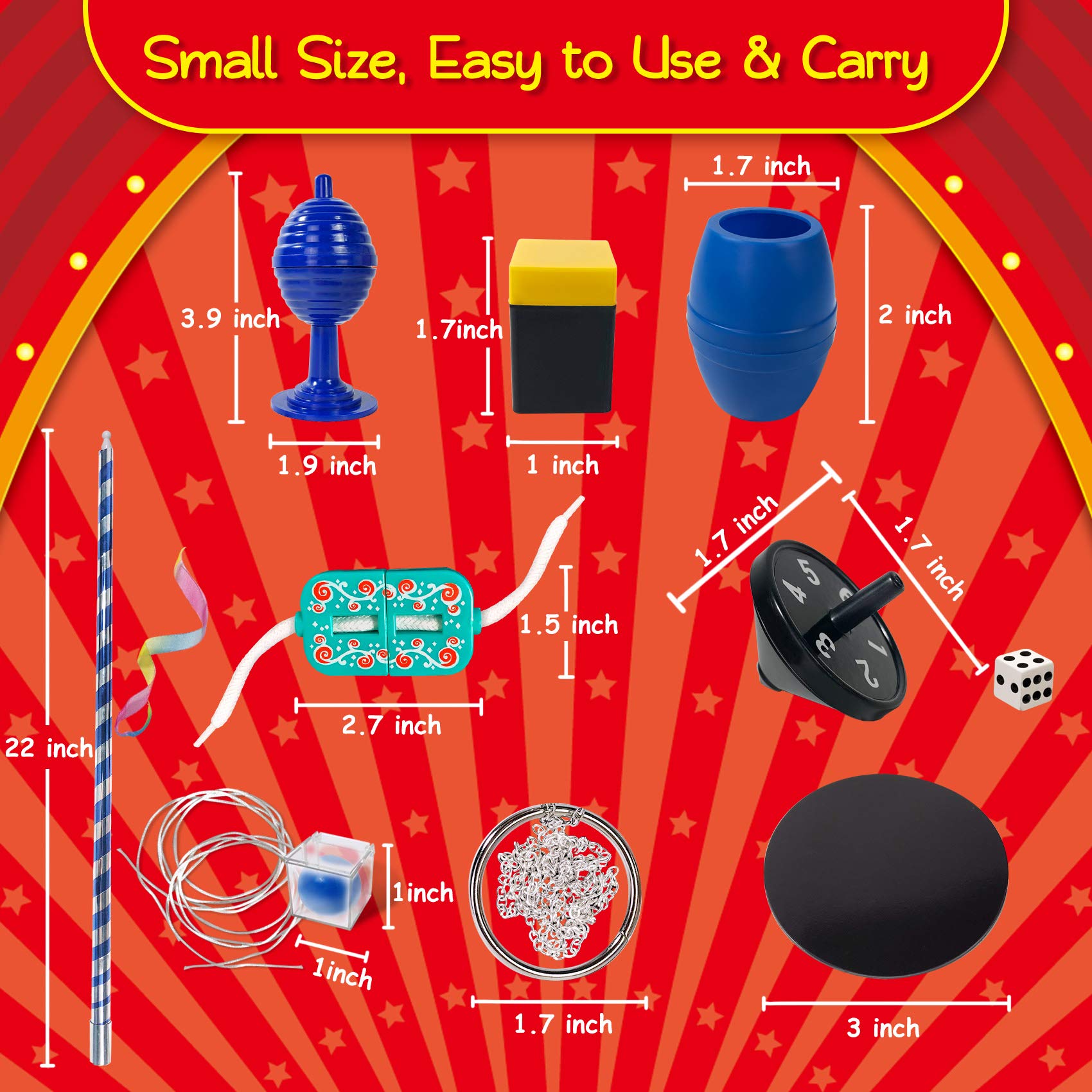 Heyzeibo Magic Kit for Kids - Magic Tricks Games Toy for Girls & Boys, Magician Pretend Play Dress Up Set with Magic Props & More Magic Tricks, Instruction Manual, for Beginners Toddlers